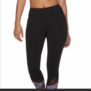 Gaiam OM mesh leggings yoga black/purple sz S